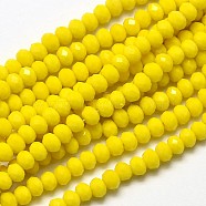 Faceted Rondelle Glass Beads Strands, Yellow, 3.5x2mm, Hole: 0.5mm, about 148pcs/strand, 14.9 inch(EGLA-J134-3x2mm-A03)