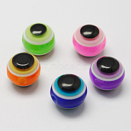 Round Evil Eye Resin Beads, Mixed Color, 10x9mm, Hole: 1.8~2mm(X-RESI-R159-10mm-M)