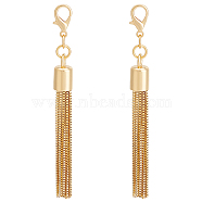2Pcs Alloy Keychain Tassel Chain Pendant Decoration, for DIY Bag Ornaments Hardware Accessories, Light Gold, 120~128mm(HJEW-UN0001-24)