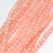 Natural Yellow Jade Beads Strands, Dyed, Round, Light Salmon, 6mm, Hole: 1mm, about 70pcs/strand, 15.75 inch(X-G-G598-6mm-YXS-22)