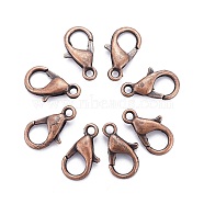 Zinc Alloy Lobster Claw Clasps, Parrot Trigger Clasps, Cadmium Free & Nickel Free & Lead Free, Red Copper, 12x6mm, Hole: 1.2mm(E102-NFR)
