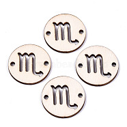 Unfinished Natural Poplar Wood Links Connectors, Laser Cut, Flat Round with Constellation, Scorpio, 29.5x2.5mm, Hole: 2.5mm(WOOD-S045-139B-07)