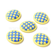 PVC Cabochons, for Hair Accessories, Oval with Lattice, Yellow, 29x25x6mm(PVC-B001-04E)