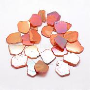 Electroplated Natural Agate Beads Strands, Flat Slab Beads, Agate Slices, Nuggets, Coral, 33~45x25~35x4~6mm, Hole: 1mm, about 24~25pcs/strand, 11.81 inch~13 inch(G-K109-05-A)