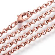 Iron Rolo Chains Necklace Making, with Lobster Clasps, Soldered, Red Copper, 29.5 inch(75cm)(MAK-R015-75cm-R)