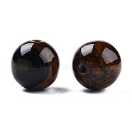 Resin Beads, Imitation Gemstone, Round, Coconut Brown, 12x11.5mm, Hole: 1.5~3mm(RESI-N034-01-M01)