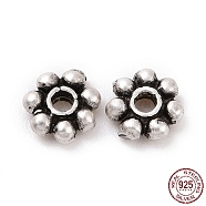 925 Sterling Silver Bead Caps, Multi-petal, Antique Silver, 5x1.5mm, Hole: 1.6mm, about 60Pcs/10g(STER-D036-20AS-01)