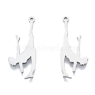 201 Stainless Steel Pendants,  Dancer, Stainless Steel Color, 32.5x13x1.5mm, Hole: 1.5mm(STAS-B027-29P)