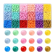 18 Colors Opaque Acrylic Beads, Round, Mixed Color, 6x5mm, Hole: 1.8mm, 1440~1530pcs/box(DIY-YW0005-37)