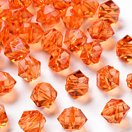 Transparent Acrylic Beads, Faceted, Polygon, Orange Red, 8x10x9mm, Hole: 1.6mm, about 1300pcs/500g(TACR-S154-15B-84)