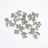304 Stainless Steel Ball Chain Connectors, Size: about 3.5mm wide, 9mm long, Fit for 2.5mm ball chain, hole: 1mm(STAS-Q018-1)
