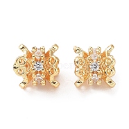 Brass Micro Pave Cubic Zirconia Spacer Beads, Heart, Real 18K Gold Plated, 7x7mm, Hole: 2mm(KK-A189-16G)