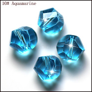 K9 Glass, Imitation Austrian Crystal Beads, Grade AAA, Faceted, Polygon, Deep Sky Blue, 10mm, Hole: 0.9~1mm(SWAR-F085-10mm-10)