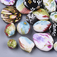 Painted Acrylic Beads, Mix Shape, Mixed Color, 12~42x12~31x6~23mm, Hole: 1.2~6mm(X-ACRP-N002-01)