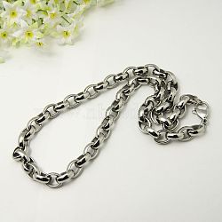 304 Stainless Steel Necklaces, with Lobster Claw Clasps, Stainless Steel Color, 20.08 inch(51cm)(NJEW-C074-17)