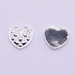 Alloy Cabochons, Nail Art Studs, Nail Art Decoration Accessories for Women, Heart with Grid, Silver, 7x7.5x1.5mm, 100pcs/bag(AJEW-WH0129-44A-S)