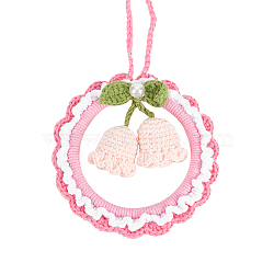 Crochet Lily of The Valley Hanging Pendant, for Auto Rear View Mirror and Car Interior Hanging Accessories, Hot Pink, 285~380mm(HJEW-WH0007-12A)