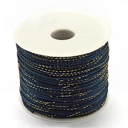 Metallic Stain Beads String Cords, Nylon Mouse Tail Cord, Prussian Blue, 1.5mm, about 100yards/roll(300 feet/roll)(NWIR-R024-335)