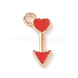 Alloy Enamel Pendants, Light Gold, Arrow Charm, Red, 16x7.5x1.5mm, Hole: 1.8mm(ENAM-Z010-19A-KCG)