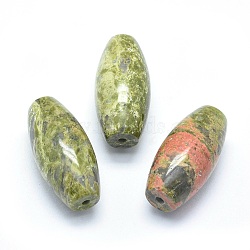 (Holiday Stock-Up Sale)Natural Unakite Beads, Half Drilled, Rice, 42.5~44x19~20mm, Hole: 3mm(G-P384-T17)