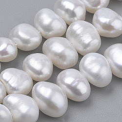 Natural Cultured Freshwater Pearl Beads Strands, Two Sides Polished, Oval, Seashell Color, 5~6x6~8x4~5mm, Hole: 0.5mm, about 32pcs/strand, 7.34 inch(X-PEAR-S012-29)
