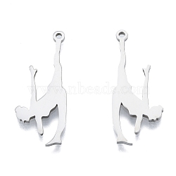 201 Stainless Steel Pendants,  Dancer, Stainless Steel Color, 32.5x13x1.5mm, Hole: 1.5mm(STAS-B027-29P)