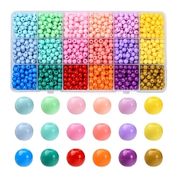18 Colors Opaque Acrylic Beads, Round, Mixed Color, 6x5mm, Hole: 1.8mm, 1440~1530pcs/box(DIY-YW0005-37)