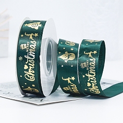 22M Flat Christmas Snowman Printed Polyester Satin Ribbons, Hot Stamping Ribbons, Teal, 1 inch(25mm), about 24.06 Yards(22m)/Roll(XMAS-PW0001-183K)