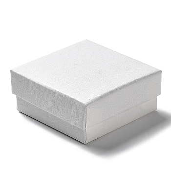 Cardboard Jewelry Set Boxes, with Sponge Inside, Square, White, 7.2x7.25x3.2cm