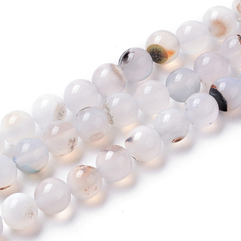 Natural Agate Beads Strands, Dyed, Round, WhiteSmoke, 8mm, Hole: 1.4mm, about 50pcs/strand, 15.75 inch(40cm)