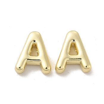Alloy Beads, Long-Lasting Plated, Cadmium Free & Lead Free, Letter, Letter.A, 14x12x4.5mm, Hole: 2mm