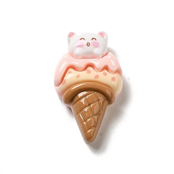 Opaque Resin Imitation Food Decoden Cabochons, Chocolate Ice Cream, Pink, 30x17.5x8.5mm