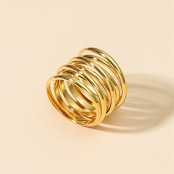 Brass Multi Lines Wide Band Rings, Golden, Inner Diameter: 16mm