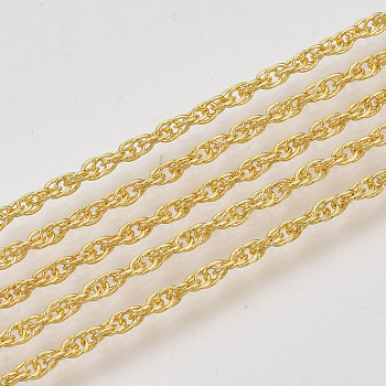 Soldered Brass Covered Iron Rope Chains, with Spool, Golden, 3x2.5x0.3mm, about 328.08 Feet(100m)/roll