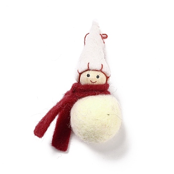 Christmas Theme Wool Felt Display Decorations, Snowman with Scarf, Cornsilk, 33x33x98mm