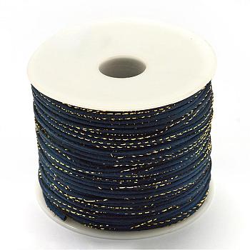 Metallic Stain Beads String Cords, Nylon Mouse Tail Cord, Prussian Blue, 1.5mm, about 100yards/roll(300 feet/roll)