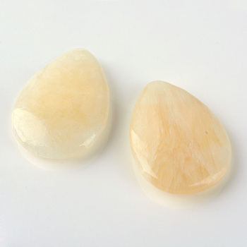 Natural Yellow Jade Pendants, teardrop, 40x29x8~9mm, Hole: 2mm