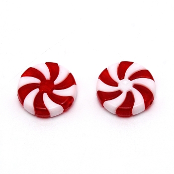 Acrylic Beads, DIY Accessories, Christmas Theme, Flat Round, Red, 23x6mm, Hole: 1.6mm