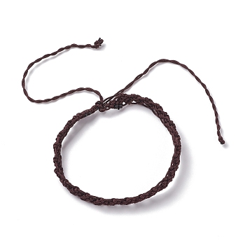 Nylon Thread Braided Cord Bracelet, Lucky Adjustable Bracelet for Women, Coconut Brown, Inner Diameter: 2~4-3/4 inch(5.1~12.1cm)