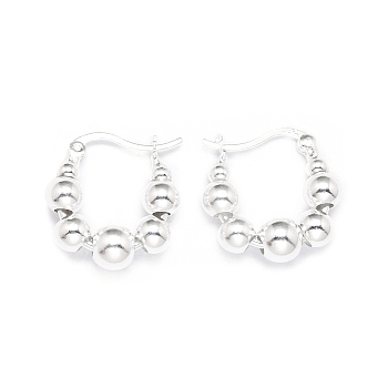 925 Sterling Silver Hoop Earrings for Women, with S925 Stamp, Round, Silver, 17.7x17.5x3~6mm