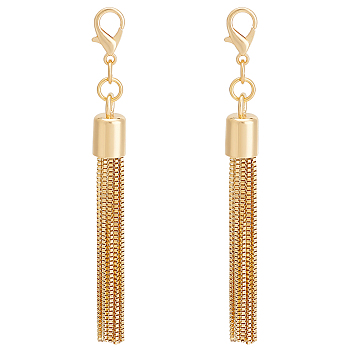 2Pcs Alloy Keychain Tassel Chain Pendant Decoration, for DIY Bag Ornaments Hardware Accessories, Light Gold, 120~128mm