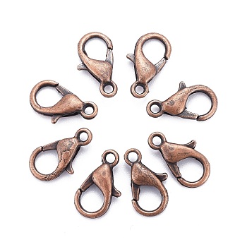 Zinc Alloy Lobster Claw Clasps, Parrot Trigger Clasps, Cadmium Free & Nickel Free & Lead Free, Red Copper, 12x6mm, Hole: 1.2mm