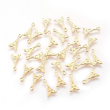 304 Stainless Steel Charms, Eiffel Tower, Golden, 12x7x1.2mm, Hole: 1mm