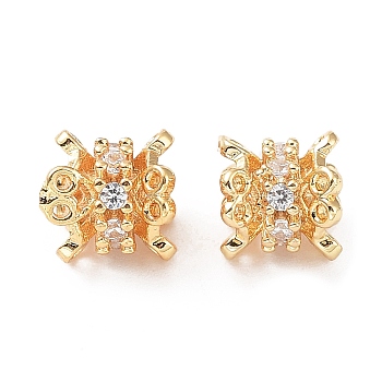 Brass Micro Pave Cubic Zirconia Spacer Beads, Heart, Real 18K Gold Plated, 7x7mm, Hole: 2mm