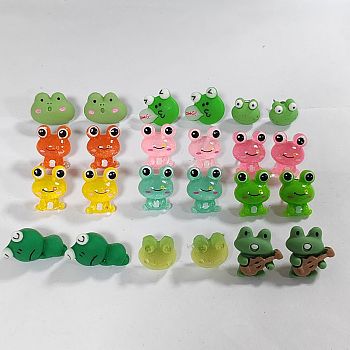 Cartoon Opaque Resin Frog Map Pins, Iron Drawing Push Pins for Photo, Bulletin Board, Mixed Color, 12~26x14~25x5.5~9mm, Pin: 1mm, 12 style, 2pcs/style, 24pcs/set