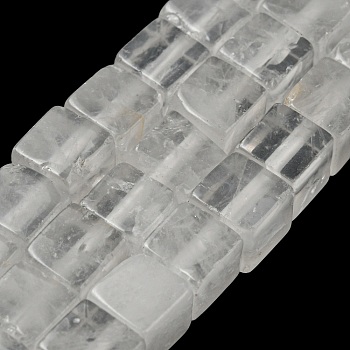 Natural Quartz Crystal Beads Strands, Rock Crystal Beads, Cube, 6~6.5x6~6.5x6~6.5mm, Hole: 1.2mm, about 63~64pcs/strand, 15''~15.16''(38.1~38.5cm)