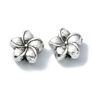 Tibetan Style Alloy Beads, Flower, Antique Silver, 10x10.5x4.8mm, Hole: 1.4mm, about 340pcs/500g