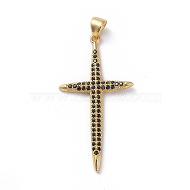 Golden Black Cross Brass+Cubic Zirconia Pendants