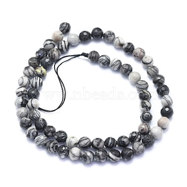 brins de perles en pierre de soie noire naturelle / netstone(G-K310-A09-6mm)-2