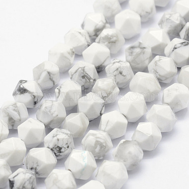 8mm White Polygon Howlite Beads